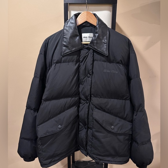 Miu Miu Technical Ponge Cropped Down Puffer Padded Jacket